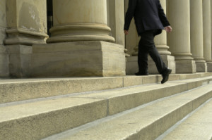 Granuflo lawyer walking up courthouse steps