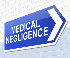 Illustration depicting a sign with a medical negligence concept.