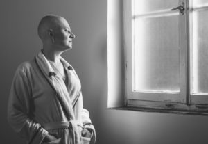 Chemotherapy baldness woman suffering from cancer